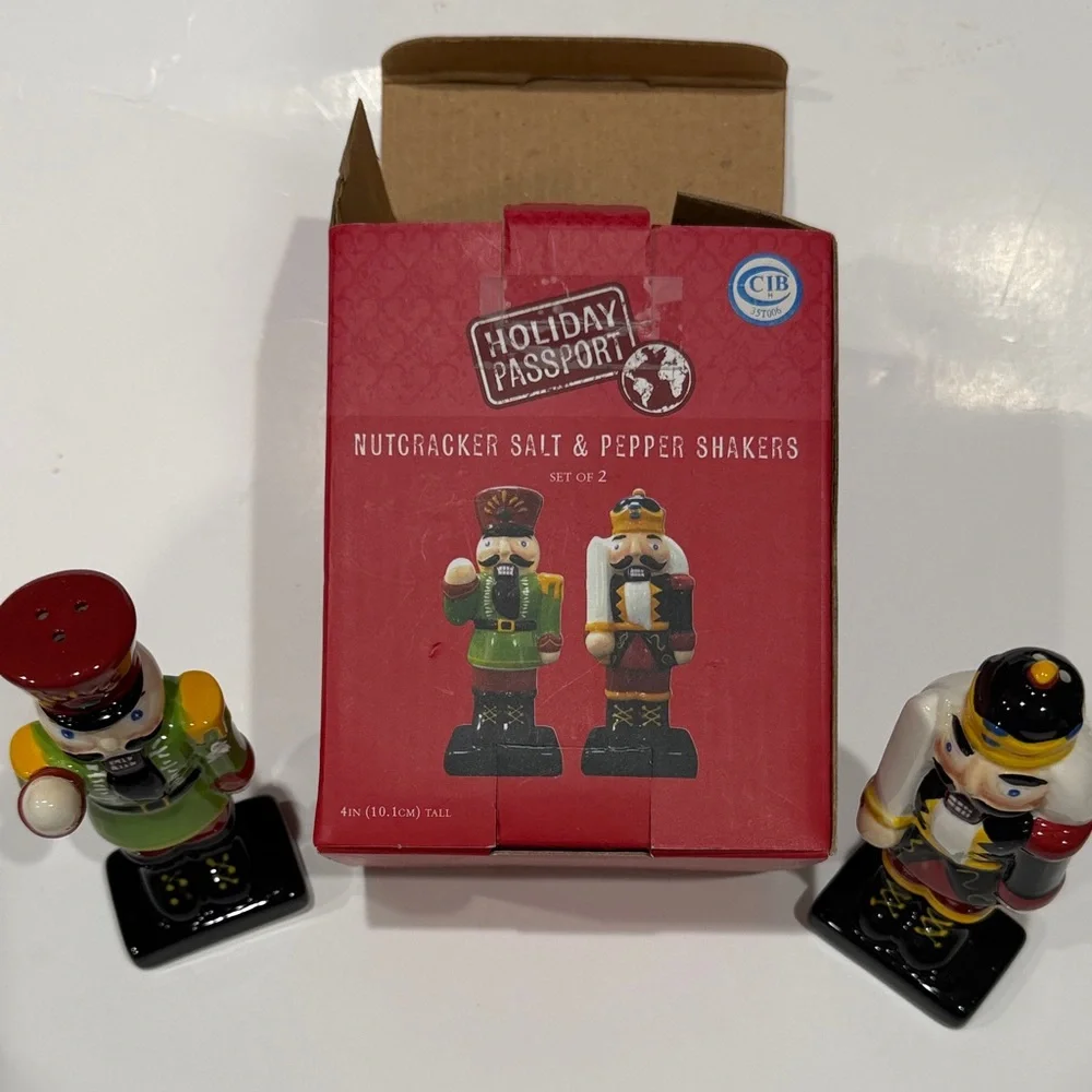 World Market Nutcracker Salt & Pepper Shakers 2010 Set of 2 Original Box